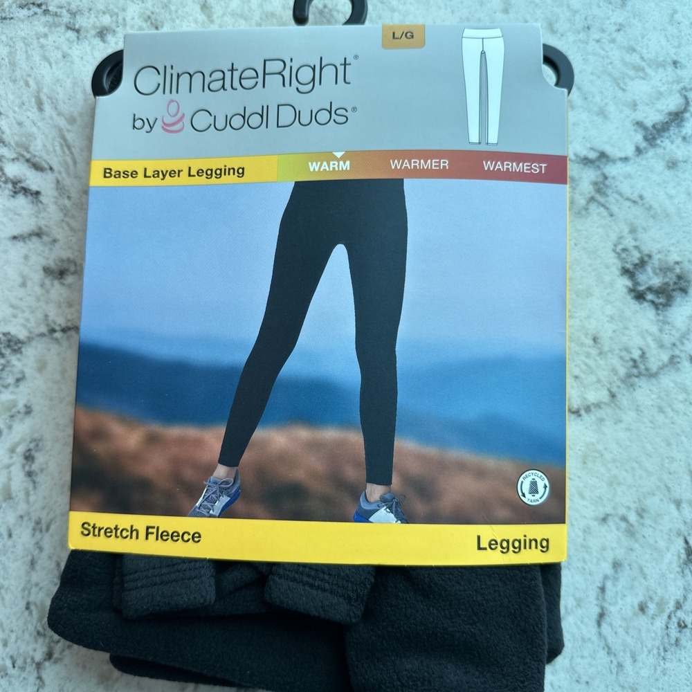 Cuddl Duds ClimateRight Fleece Warm Stretch Fleece Leggings Womens L Black